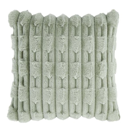 Carved Faux Fur Filled Cushion - Sage image