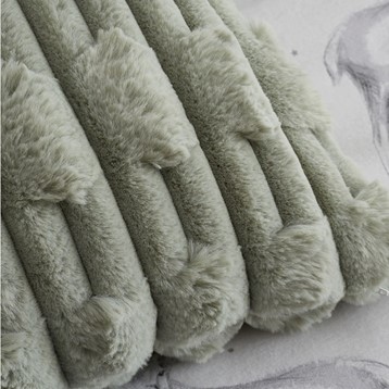 Carved Faux Fur Filled Cushion - Sage Image