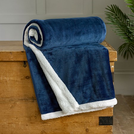 Blackbrook Sherpa Throw - Navy primary image