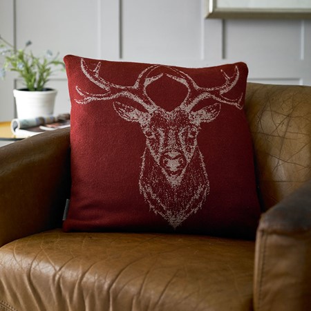 Stag Cushion - Mulberry primary image