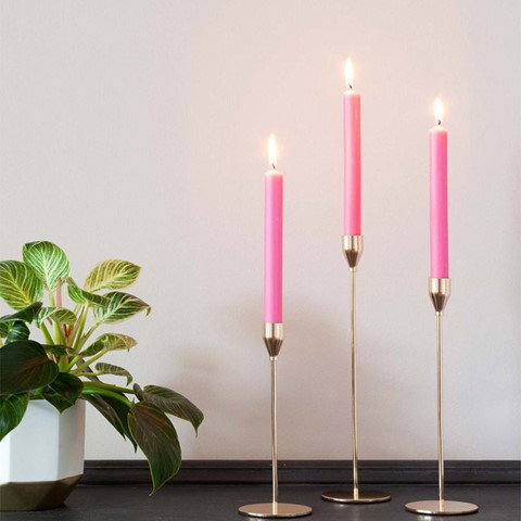 Deep Pink 8" Dinner Candle - Set of 6