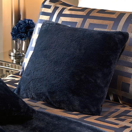 Soiree Lucie Faux Fur Cushion - Navy primary image