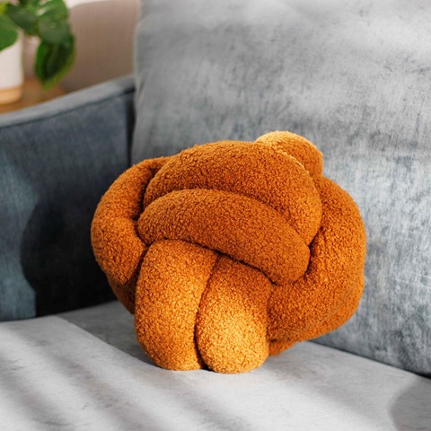 Rust Boucle Knot Fleece Cushion