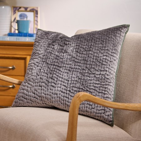 Brooklands Graphite Quilted Velvet Cushion primary image
