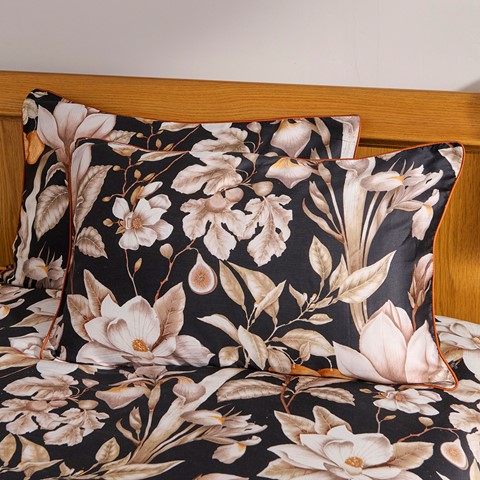 Lavish Black Floral Printed Cotton Sateen Pillowcase Pair