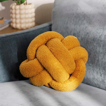 Boucle Knot Fleece Cushion - Saffron primary image