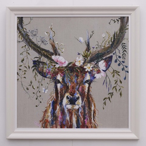 Colourful Stag Framed Print