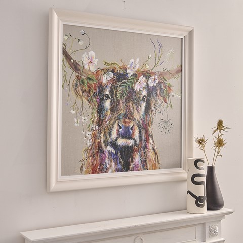 Colourful Highland Cow Framed Print