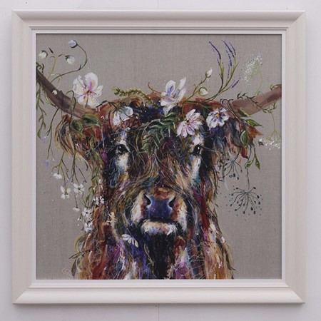 Colourful Highland Cow Framed Print image