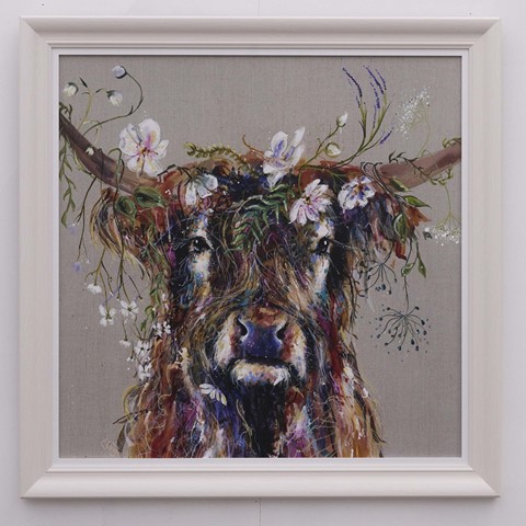 Colourful Highland Cow Framed Print