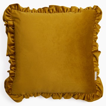 Catherine Lansfield Mustard Velvet Double Frill Cushion Image