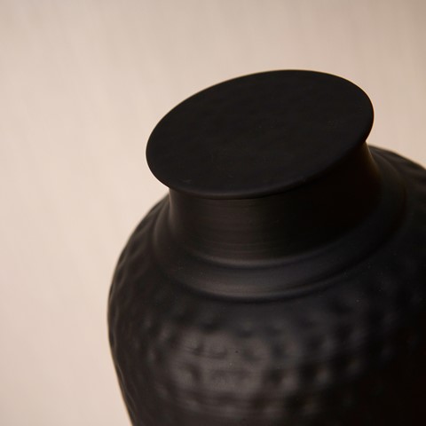 Matt Black Hammered Vase