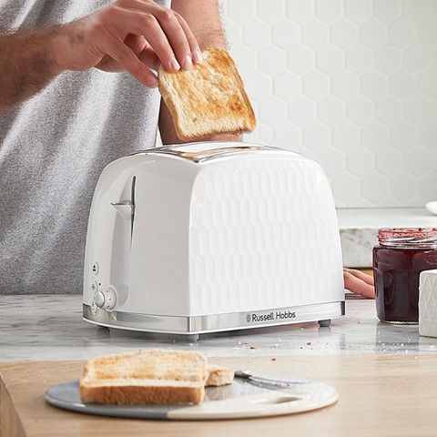 Russell Hobbs White Honeycomb Toaster