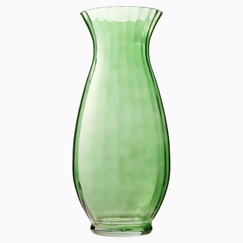 Ridges Large Green Glass Vase
