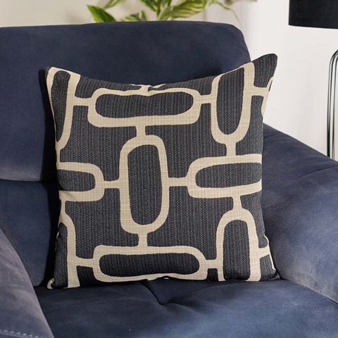 Black Abstract Chains Jacquard Cushion