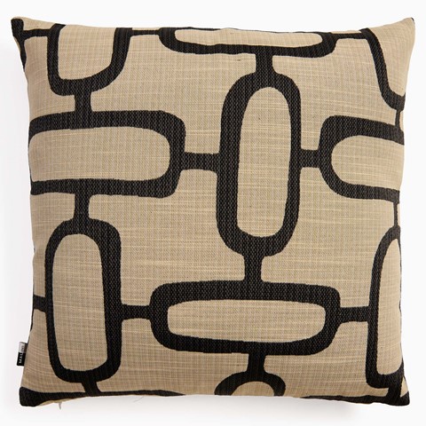 Black Abstract Chains Jacquard Cushion