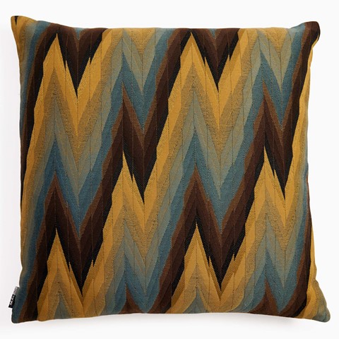 Mustard & Blue Lightning Design Cushion