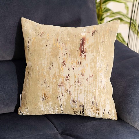 Gold Flock Foil Velvet Cushion