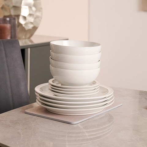 Denby Cotton White 12 Piece Tableware Set