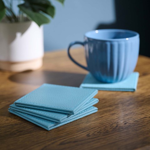 Denby Aqua Set of 4 Faux Leather Coasters