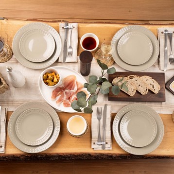 Artisan Street White Leaf Stone 12 Piece Dinner Set Image