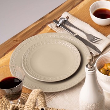 Artisan Street White Leaf Stone 12 Piece Dinner Set Image