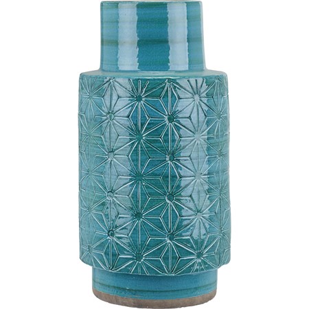 Sidra Aquamarine Stoneware Etch Vase image