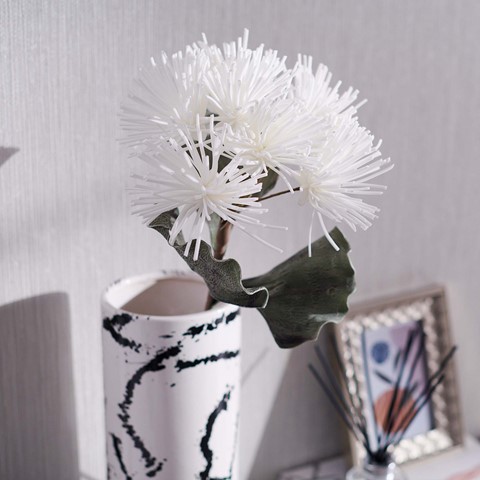 White Pincushion Foam Flower