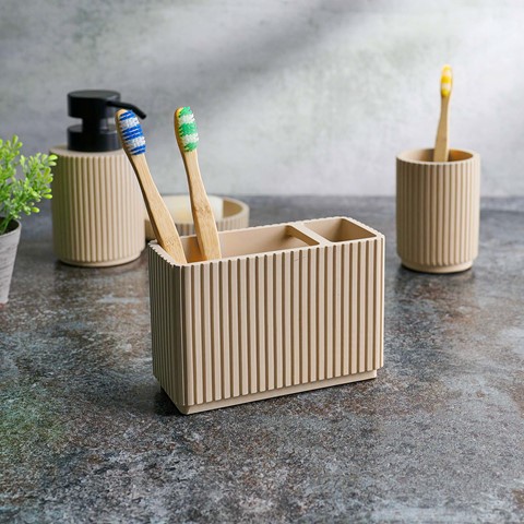 Almond Brown Berkeley Toothbrush Tidy