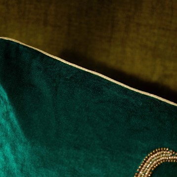 Large Embellished Green Pumpkin Square Cushion Image