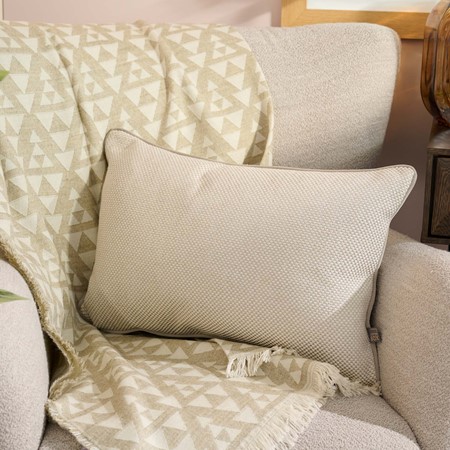 Anna Jacquard Cream Rectangular Cushion primary image