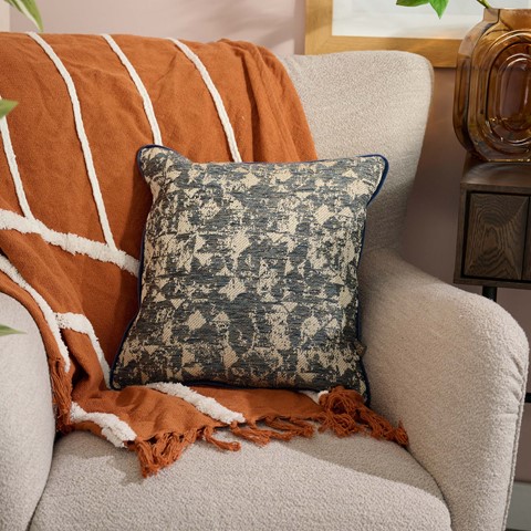 Joni Jacquard Blue Metallic Cushion