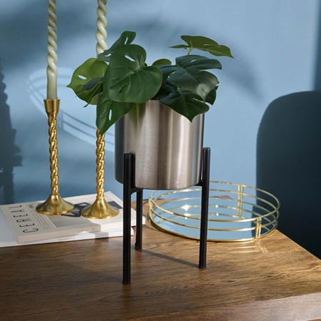 Small Silver Planter with Black Legs primary image