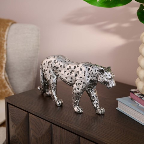 Silver Leopard Ornament