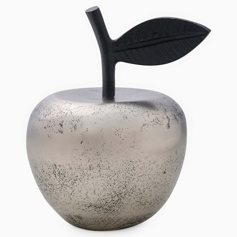 Metallic Medium Silver Apple Ornament