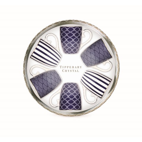Tipperary Blue Stripes Mugs Party Pack Set of 6