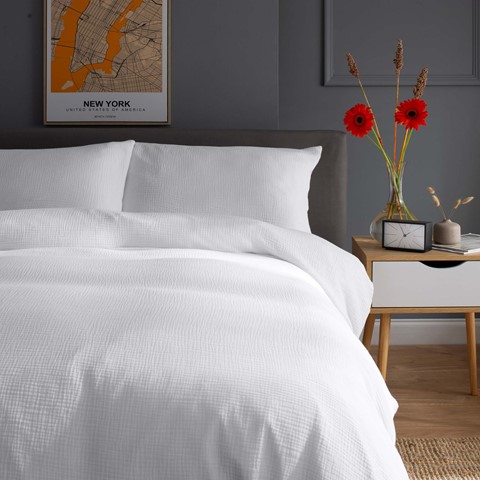 The Lyndon Company St Quentin Textured White Cotton Duvet Set