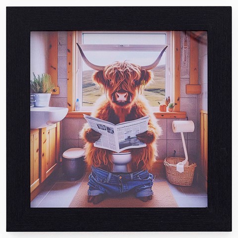 Male Highland Cow On Loo Wall Art