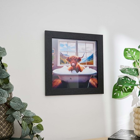 Highland Cow In White Bath Wall Art primary image