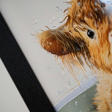 Baby Highland Cow Up Close Liquid Art Image