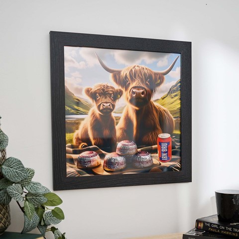 Highland Cows With Irn Bru Wall Art