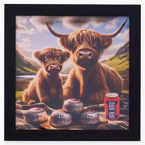 Highland Cows With Irn Bru Wall Art
