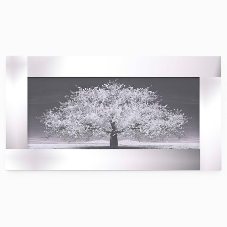 Silver Tree Mirrored Frame Liquid Art image