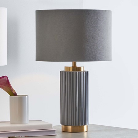 Ionic Grey Ceramic Gold Metal Table Lamp primary image