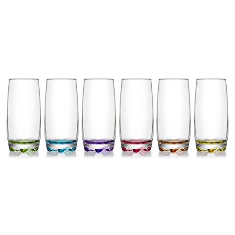 Adora Coloured Hiball Set of 6 Glasses