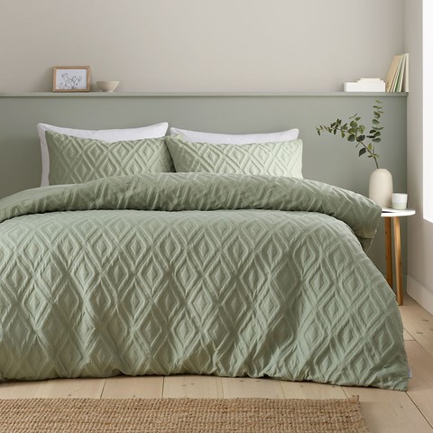 Catherine Lansfield Jacob Sage Geo Duvet Set