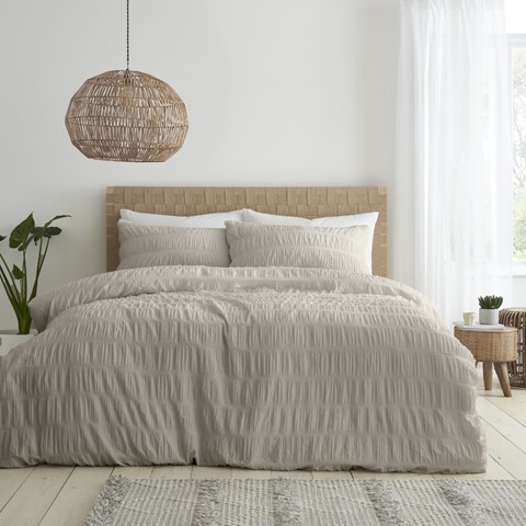 Seersucker Beige Duvet Set
