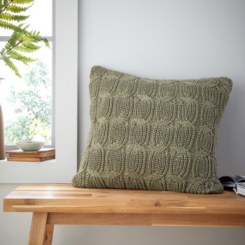 Catherine Lansfield Olive Chunky Marl Knit Cushion