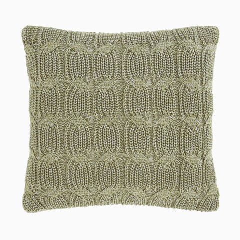 Catherine Lansfield Olive Chunky Marl Knit Cushion