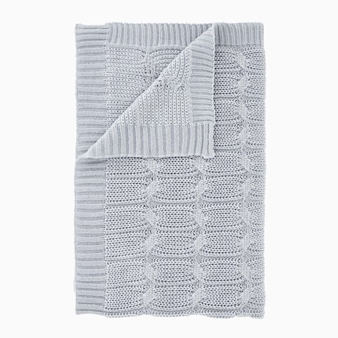 Catherine Lansfield Silver Chunky Marl Knit Throw